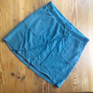 Anthropologie Saturday Sunday terrycloth teal mini skirt